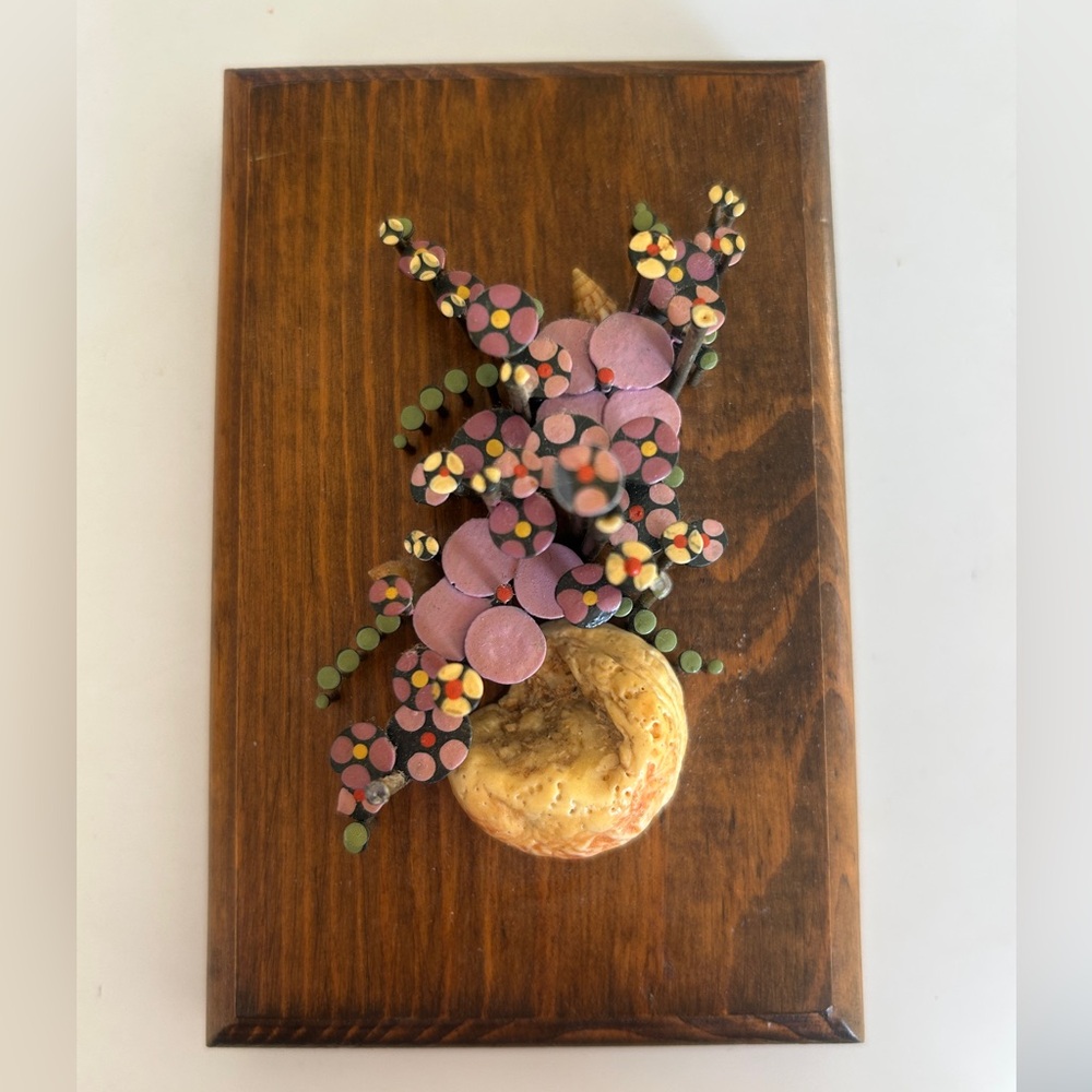 Vintage Nail Flower Art Wall Hanging 3D Plaque